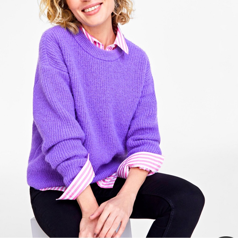 💜Women's Shaker Crewneck Long-Sleeve Sweater